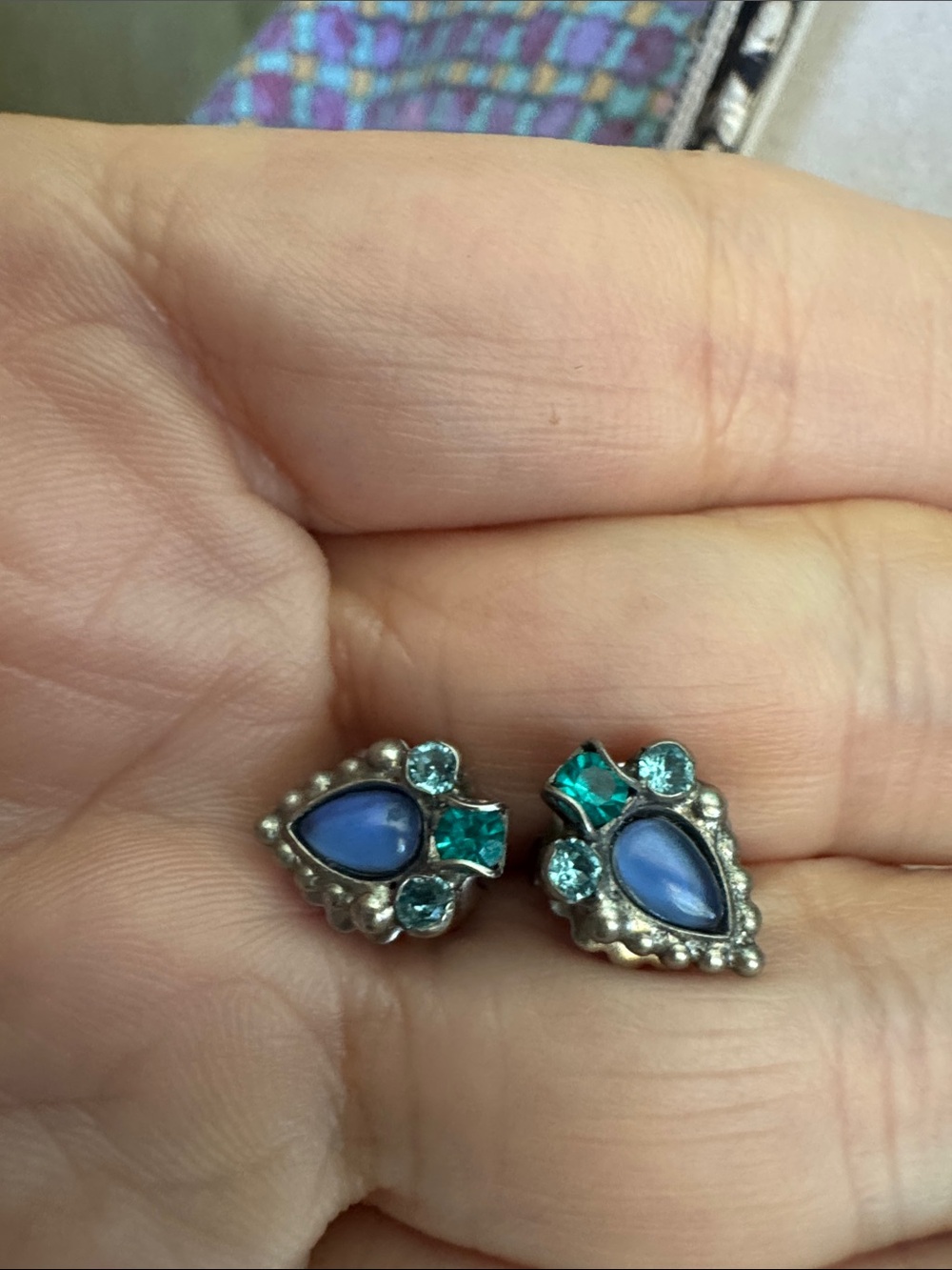 Sorrelli Blue and Teal Teardrop Accent Stud Earrings